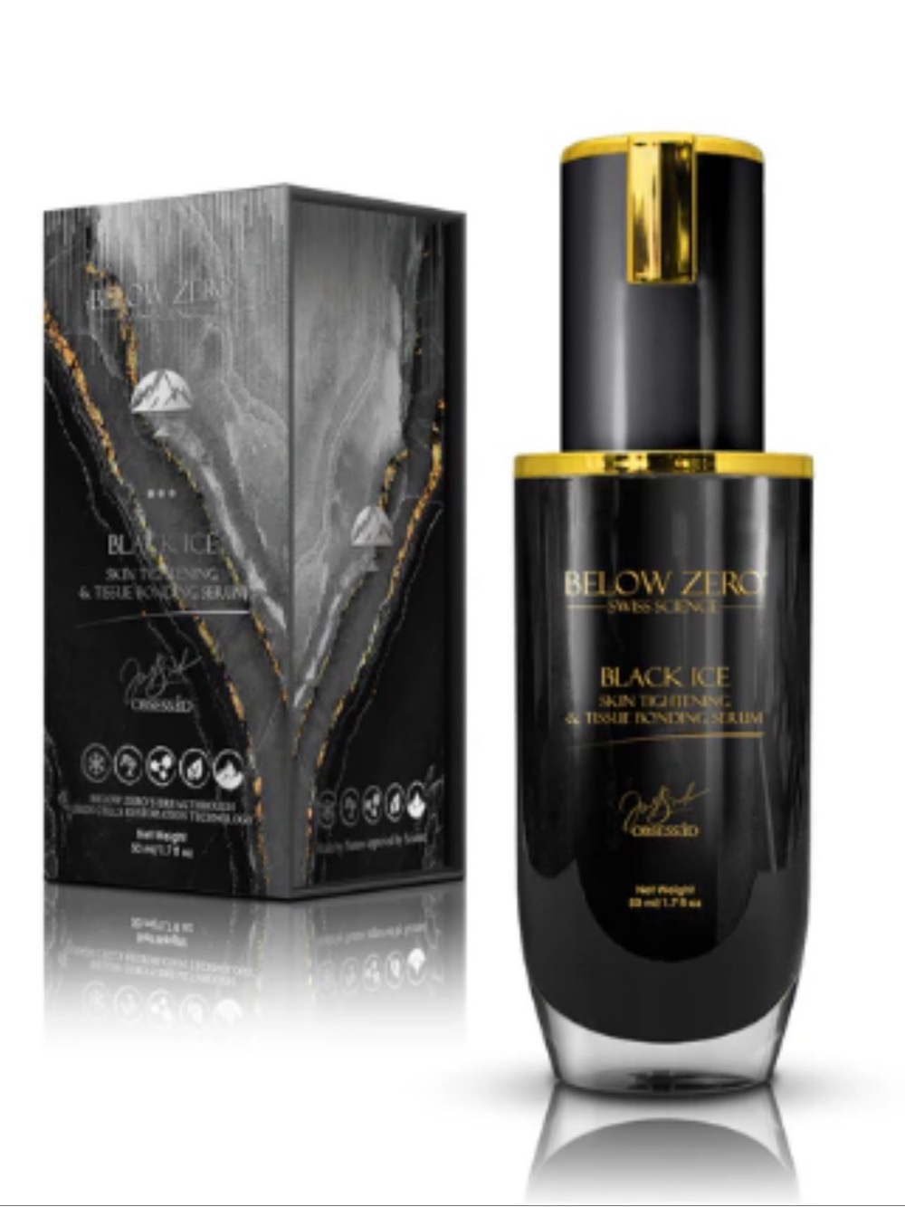 NIB Below Zero Swiss Science Black Ice Skin Tightening Serum 50ml